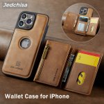 Wallet Case For Iphone 15 14 13 12 Pro Max Plus With Card Holder Detachable Magnetic Faux Leather Kickstand Case With 7 Card Slo