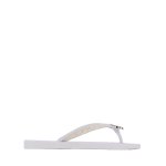 Monogram Slippers With Glitter Straps -white