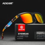 1PC Men's Kdeam Square Polarized Sunglasses Outdoor Sports Leisure Fishing Driving Driver Sunglasses Dazzling Colorful Printed Design Stereo Logo HD Coated Lenses With Comfortable