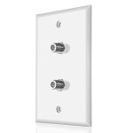 Icespring Dual Coaxial F Connector Wall Plate White For Cable Tv Satellite Antenna Ethernet Digital Audio S Pdif