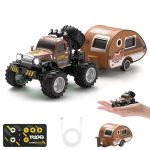 Snugzy MINI Rc Car 1:64 Scale Rc Truck For Kids With Trailer 2.4GHZ Remote Control Rechargeable Rc Cars Toy Gifts For Boys Girls