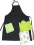 Aprons Gloves And Pot Holder Set Design 06 Black