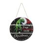Black Christmas Door Hanging - Wooden Decor With Pine Branches And Bowknot
