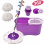 Rotating 360 Spin Mop And Plastic Bucket Set - Purple