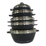 Smte Non Stick 10 Piece Cookware Pot Set Black With Keychain