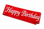 Party Happy Birthday Red Sash White Print