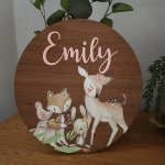 Wooden Name Board In Theme Woodlands Girl Got Lost With Floral