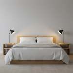 Set Of 2 Black And Wood Adjustable Modern Desk Lamps
