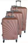 Smte Mooistar 3 Piece Spiral Travel Luggage Set Rose Gold With Keychain