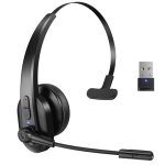Sarevile Bluetooth Headset With USB Dongle For Computer Single-ear Wireless Headset With Noise Cancelling Microphone For Office