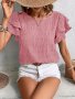 Textured Butterfly Sleeve Blouse Elegant Solid Color Crew Neck Top For Spring & Summer Women's Clothing