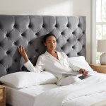 Grey Diamond Tufted Upholstered Headboard - King