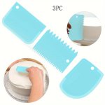 3PCS Plastic Cake Scraper Smoother Set Uncharged Flexible Dough And Bowl Scraper Multifunctional Icing Smoother Tool For Cake De