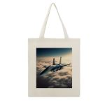 Vstadank Aircraft Fighter Jets Canvas Tote Bag Reusable Grocery Shopping Bags With Handle Big Capacity Shoulder Bag Economical C
