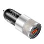 Black Silver 3.1A 15W USB+2PD Aluminum Car Charger