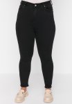 High Waist Flexible Skinny Jeans - Black