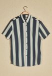 Thick Stripe Short Sleeve Shirt - Navy & White