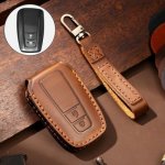 Hallmo Car Cowhide Leather Key Protective Cover Key Case For Toyota Corolla 2018 2-BUTTON Brown