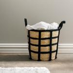 Natural Corn Rope Stripe Basket Black - Medium 30X30CM