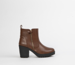 Block Heeled Ankle Boot - 8 Brown