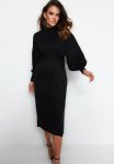 Modest Turtleneck Sweater Dress - Black