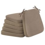 Nobildonna Dining Chair Cushions Set Of 6-2" Thick High-density Foam Chair Pads With Ties And Non-slip Bottom Removable Washable