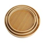 3-PIECE Multi-use Round Bamboo Serving Trays With Handles JC-154