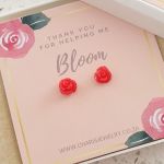 TG3-C10017 - Teacher's Gift 925 Sterling Silver Red Rose Ear Stud Earrings In Gift Box