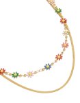 Waterproof Gold Plated Stainless Steel Snake Chain & Colourful Daisies Layered Necklace