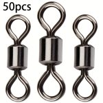 50PCS Premium Fishing Barrel Swivels With Rolling Bearing Snap Connector For Superior Saltwater And Freshwater Fishing Performan