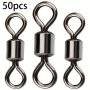 50pcs Premium Fishing Barrel Swivels With Rolling Bearing Snap Connector For Superior Saltwater And Freshwater Fishing Performance