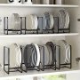 Stainless Steel Kitchen Organizer - Rust-proof Countertop Cutlery & Utensil Holder Vertical Cabinet Storage For Plates Bowls Cups & Lids