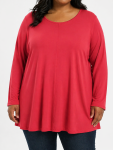 Lds Plain Front Pleat Tunic - 60 Red