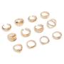 12-PACK Gold Heart Oversized Rings