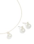 Silver Pearl Pendant Necklace & Earrings Set