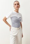Colour Block Fitted Gathered Detail Elastic Knitted Blouse - Grey