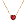 Elegant Sterling Silver Red Heart Pendant Necklace - Gold