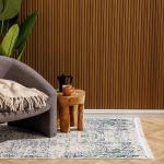 Paros Mediterranean Collection Jacquard Polycotton Carpet Blue Grey - Xx-large 200X300CM