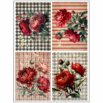 Tear Resistant Deco Print A6 Festive Peonies