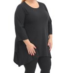 Ladies Plain Hanky Tunic - 60 Black