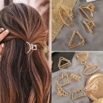 1/3/5PCS Fashion Hollow Heart Metal Hair Claw Clips Simple Non Slip MINI Geometric Bangs Barrettes Hair Jaws For Women Girls Dai