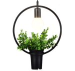 Wrought Iron Pendant Light With Planter - Triangle
