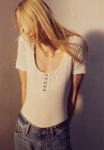 Button-front Thong Body - White