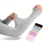 Ice Fabric Sunscreen Sleeves Solid Color Long Arm Protection Sleeves Uv Protection Running Cycling Sleeves