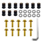 Zimisi 10PCS Motorcycle Windshield Bolts Kit Aluminum Alloy Car Body Mounting Screws Set With Washer & Wrench Fairing Bolt Kit W
