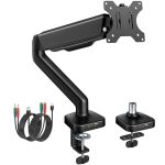 Montek Heavy Duty Single Monitor Arm With Usb audio Ports For 17-32" Screens Premium Mechanical Spring Monitor Arm Up To 19.8 Lb