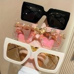 3PCS Large Square Fashion Fashion Glasses For Women Men Casual Candy Color Sun Shades For Vacation Beach Party