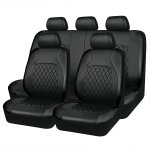 Universal Leather Car Seat Covers For Two Front Seats for Five Seats Pu Leather Breathable Sponge Filled All-season Hand Washabl