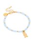 Tweens Gold Plated Stainless Steel Blue Facet Bead & Bear Charm Bracelet