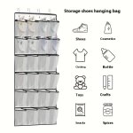 24-POCKET Over-the-door Shoe Organizer Vintage Style Polyester Storage Hanging Bag With Durable Mesh Pockets And Reinforced Hook